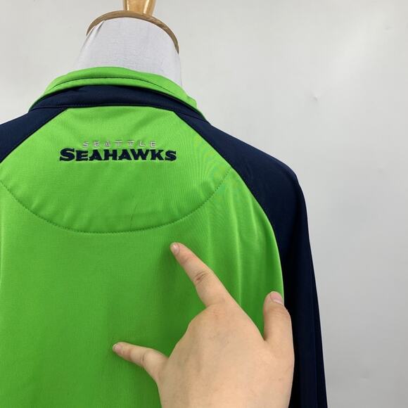 Seattle Seahawks Jacket Womens XL Navy Lime Fleece Lined Zip Up Track NFL - Picture 9 of 15